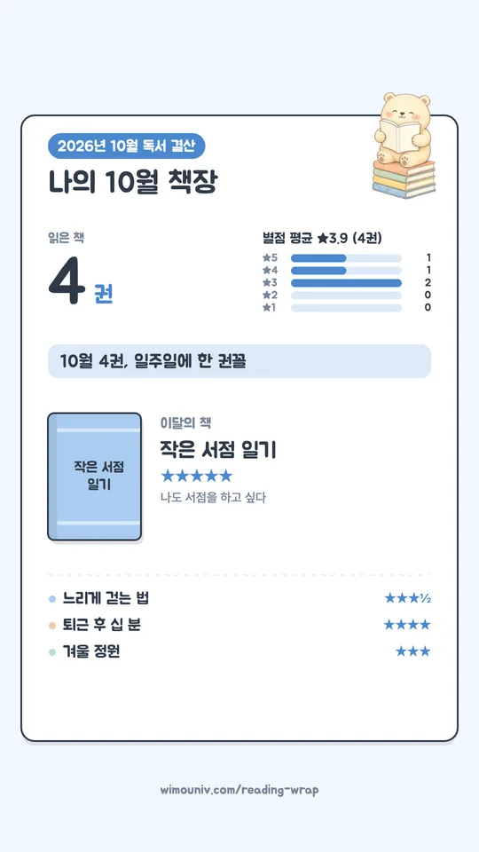 월말 독서 결산 카드 예시, 스토리 9:16