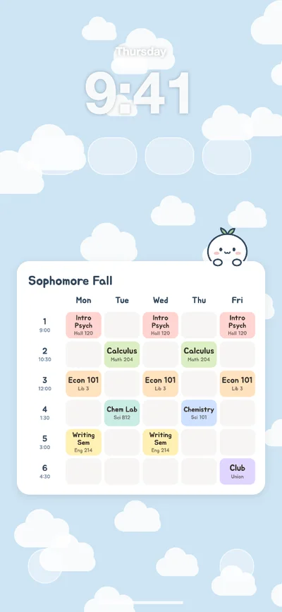 College schedule wallpaper with lecture rooms and gaps between classes
